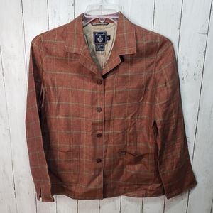Vintage Faconnable Women's Windowpane Plaid Linen Blazer Size XS.